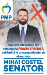 Preşedintele PMP Braşov, Costel Mihai, îi provoacă pe politicienii braşoveni să renunţe la pensiile speciale, prin declaraţie notarială