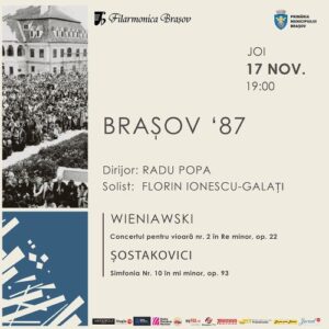 Concert dedicat Revoltei Anticomuniste din 15 noiembrie 1987, joi seară, la Filarmonica Brașov